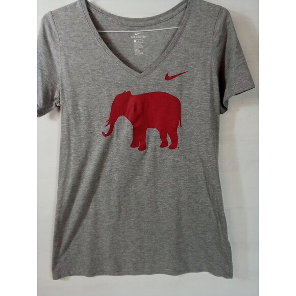 Women's Gray  Nike Tee Roll Tide Elephant V-neck Size Large - Picture 3 of 13